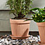 Set of 2 Large & Extra Large Ribbed Flower Pot Planter with Overflow Tray Clay Indoor Outdoor Garden Houseplant Plant Pots