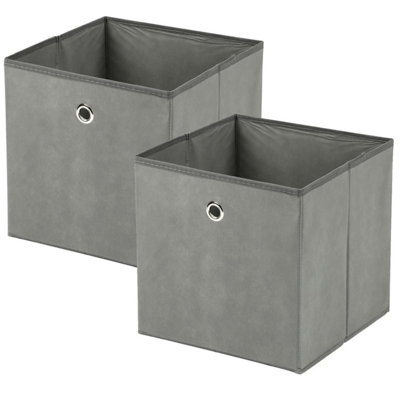 Set of 2 Large Foldable Square Storage Cubes - 30x30x30cm Fabric Organizer Canvas Cube Boxes Collapsible Bins