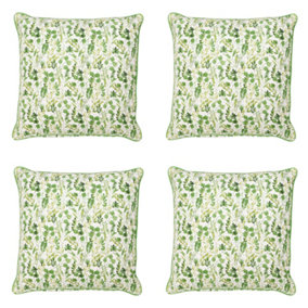 Set of 2 Large Green Leaf Print Indoor Furniture Sofa & Chair Cushions