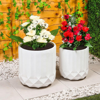 Set of 2 Large Handmade Round Plant Pots - Modern MgO Flower Planters ...