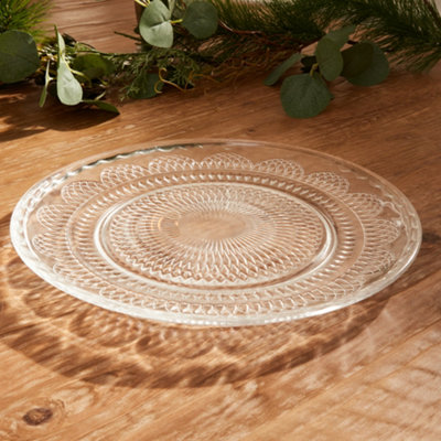 Set of 2 Large Parisian Glass Tableware Dinner Plates Serving Dish Gift Idea