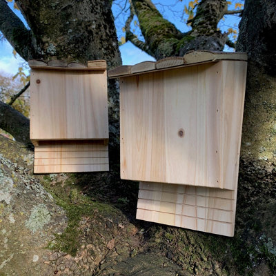 Set of 2 Large Wooden Bat Nesting Roosting Boxes