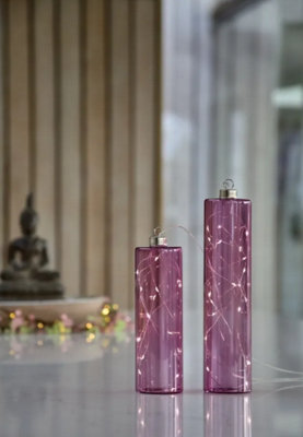 Set Of 2 Lavender Cylinder Lights