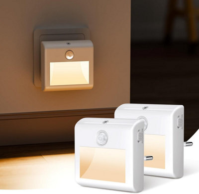 Set of 2 LED Night Lights with Motion and Dusk Sensors, Warm White ...