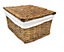 SET OF 2 Lidded Wicker Storage Basket With Lining Xmas Hamper Basket Set of 2 Large 40X30X20 cm,Pine