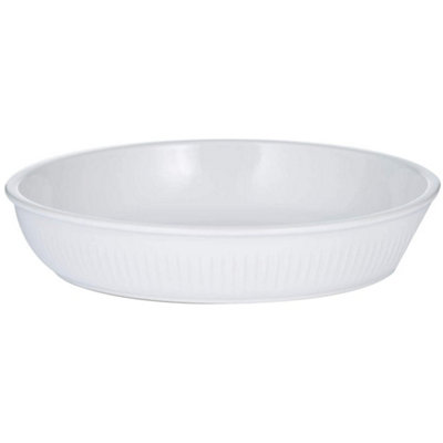 Set of 2 Linear Round Pie Dish 26cm White