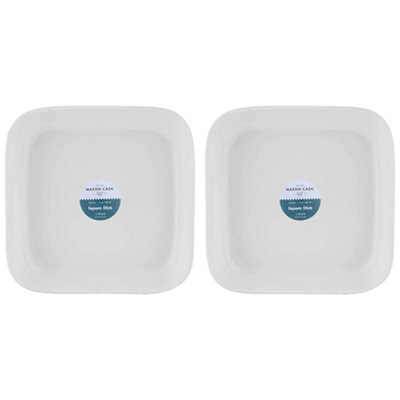 Set of 2 Linear Square Dish 24cm White