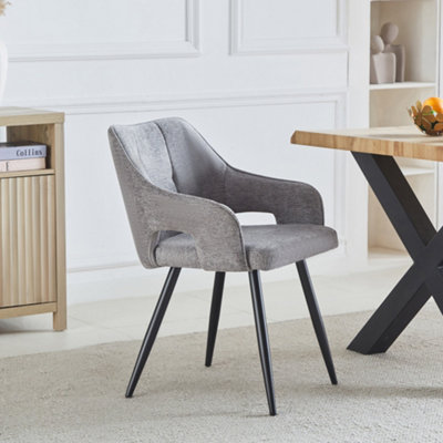 Set of 2 Lodine Fabric Dining Chairs - Grey
