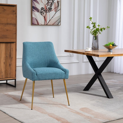 Set of 2 Lograto Fabric Dining Chairs - Teal