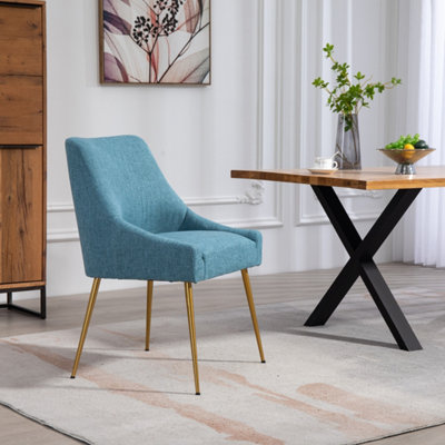 Set of 2 Lograto Fabric Dining Chairs - Teal