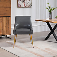 Set of 2 Lograto Faux Leather Dining Chairs - Grey
