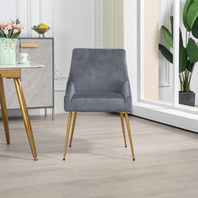Set of 2 Lograto Velvet Dining Chairs - Grey | £129.99 at B&Q