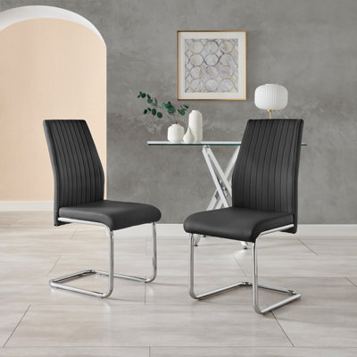 Black chairs with store chrome legs