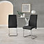 Set of 2 Lorenzo Black High Back Stitched Soft Touch Faux Leather Chromed Cantilever Metal Leg Dining Chairs