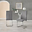 Set of 2 Lorenzo Elephant Grey High Back Stitched Soft Touch Faux Leather Chromed Cantilever Metal Leg Dining Chairs
