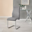 Set of 2 Lorenzo Elephant Grey High Back Stitched Soft Touch Faux Leather Chromed Cantilever Metal Leg Dining Chairs