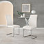 Set of 2 Lorenzo White High Back Stitched Soft Touch Faux Leather Chromed Cantilever Metal Leg Dining Chairs