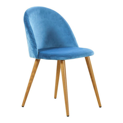 Set of 2 Lucia Velvet Dining Chairs Upholstered Dining Room Chairs, Blue