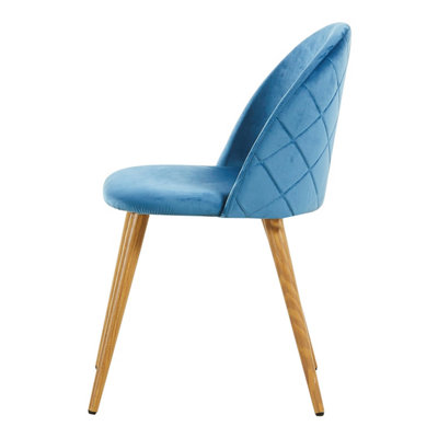 Set of 2 Lucia Velvet Dining Chairs Upholstered Dining Room Chairs, Blue
