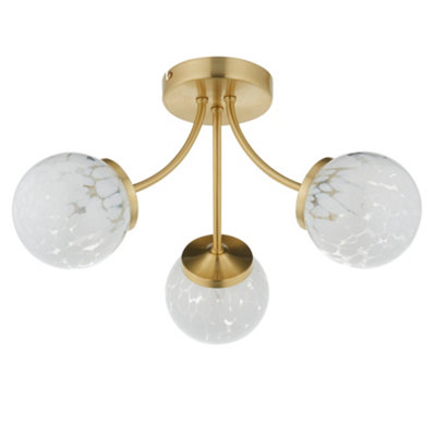 Set of 2 Lucie - Confetti Glass with Satin Gold Ceiling Lights