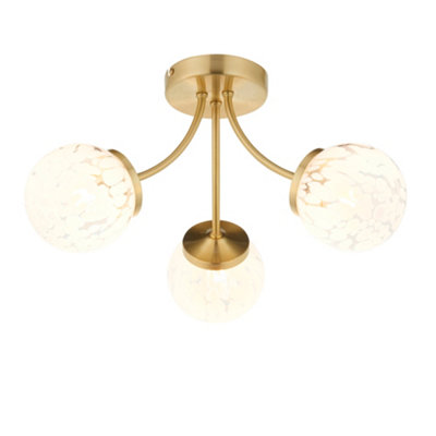 Set of 2 Lucie - Confetti Glass with Satin Gold Ceiling Lights