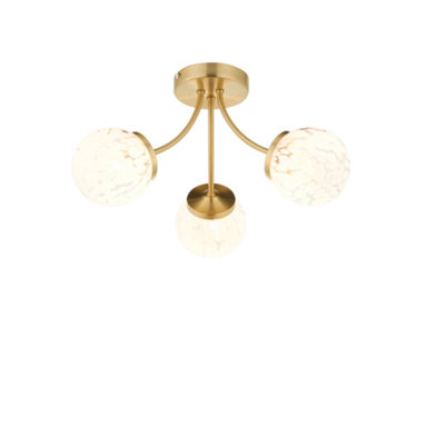 Set of 2 Lucie - Confetti Glass with Satin Gold Ceiling Lights