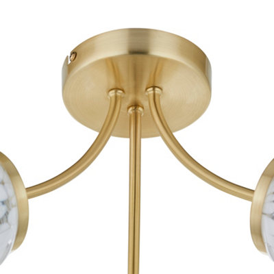 Set of 2 Lucie - Confetti Glass with Satin Gold Ceiling Lights