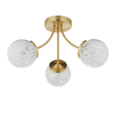 Set of 2 Lucie - Confetti Glass with Satin Gold Ceiling Lights