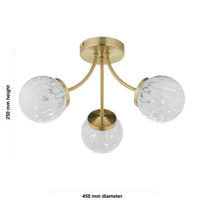 Set of 2 Lucie - Confetti Glass with Satin Gold Ceiling Lights