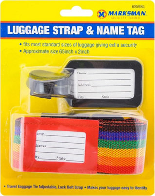 Set Of Luggage Strap And Name Tag Adjustable Tie Down Suitcase