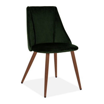 Set of 2 Lule Vintage Carven Green Velvet Upholstered Dining Chair