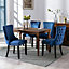 Set of 2 Lux Velvet Kitchen Dining Chairs Wing High Back Bedroom Office Chairs Blue