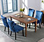 Set of 2 Lux Velvet Kitchen Dining Chairs Wing High Back Bedroom Office Chairs Blue