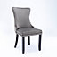 Set of 2 Lux Wing Back Velvet Kitchen Dining Chairs Bedroom Chairs Grey