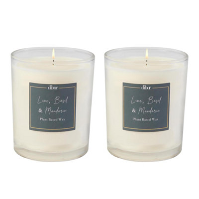 Set of 2 Luxury Scented Candle Lime Basil Mandarin Home