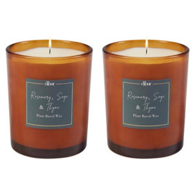 Set of 2 Luxury Scented Candle Rosemary, Sage & Thyme Home Fragrance Table Candle 20cl