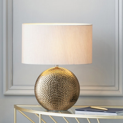 Curated visual reference: Textured Apartment Table Lamps For Kitchen Reference: Set Of 2 Mabel Bronze Dot Textured Ceramic Table Lamp