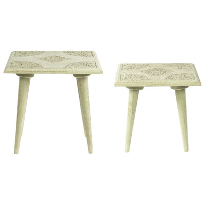 Set of 2 Mango Wood Side Tables Green BELIDHA