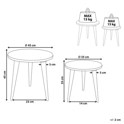 Set of 2 Mango Wood Side Tables Light UDAY