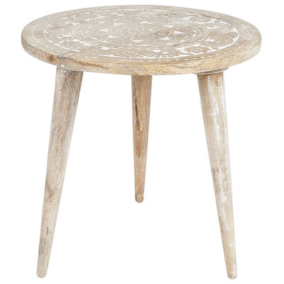 Set of 2 Mango Wood Side Tables Light UDAY