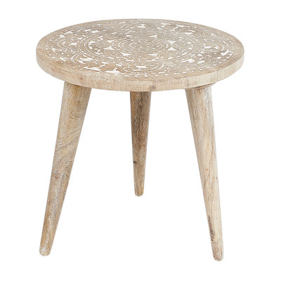Set of 2 Mango Wood Side Tables Light UDAY