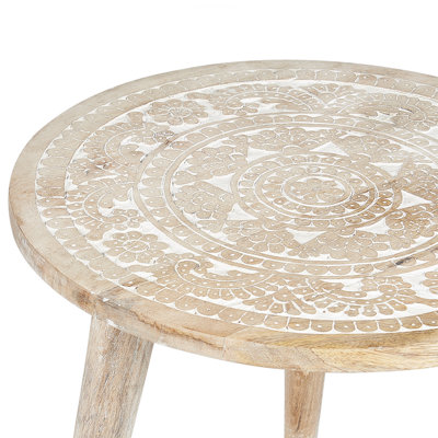 Set of 2 Mango Wood Side Tables Light UDAY