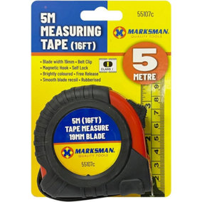 Set Of 2 Measuring Tape 16Ft Grip Safety Lock Builders Carpenter Tool 5M