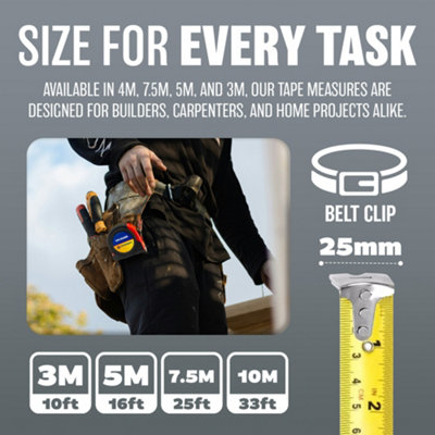 HAUTMEC Tape Measure 16ft With Dual Scale Metric And Imperial 1/8 Fractions Measuring Tape Compact Economical For Home DIY Renovations Crafting Quick Fixes HT0314-2PC