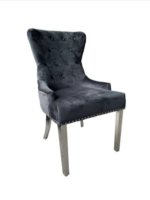 Set Of 2 Megan Black Velvet Dining Chairs