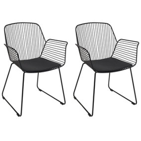 Set of 2 Metal Accent Chairs Black APPLETON
