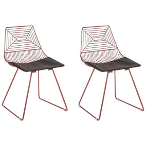 Set of 2 Metal Accent Chairs Rose Gold BEATTY
