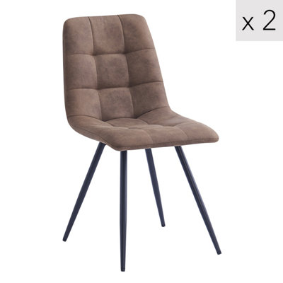 Set of 2 Metal and Faux Leather Dining Chairs Modern Design Style ...