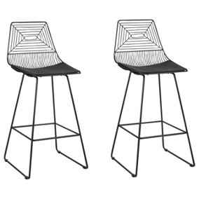 Set of 2 Metal Bar Chairs Black BISBEE
