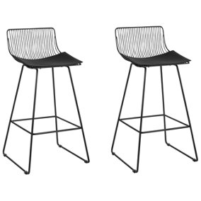 Set of 2 Metal Bar Chairs Black FREDONIA